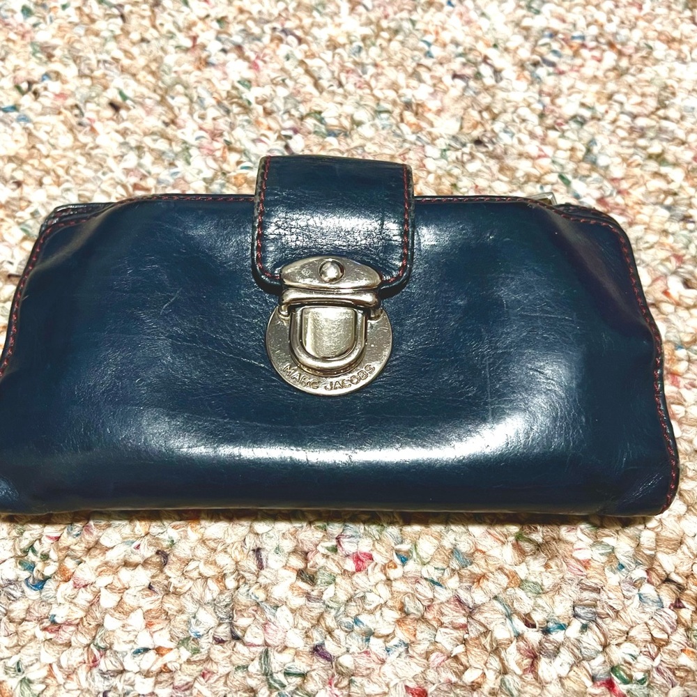 Marc Jacobs Unique Blue Leather Clutch Wallet
